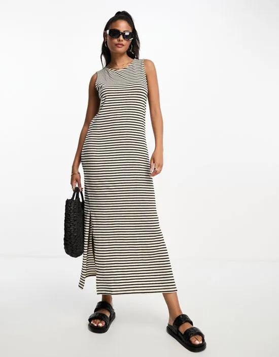 Aware sleeveless maxi dress in mono stripe
