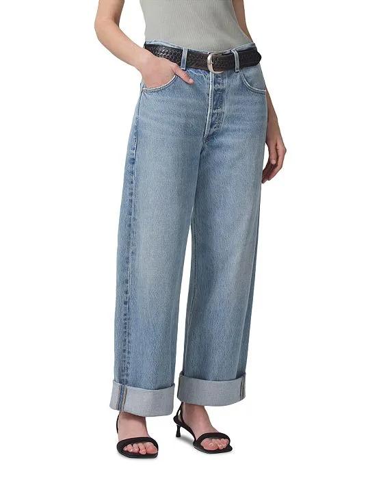 Ayla High Rise Cropped Wide Leg Baggy Jeans in Skylights