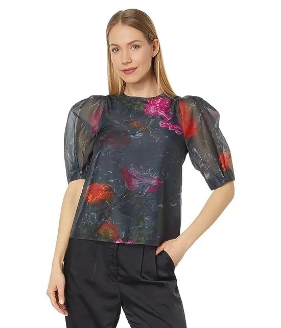 Ayymee Boxy Cropped Top with Puff Sleeve