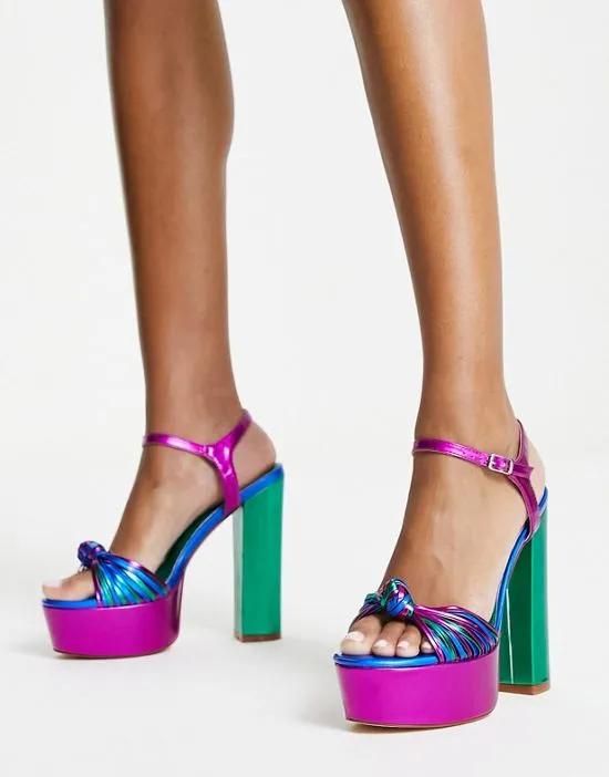 Azalea Wang Aria knot detail platform heels in multicolor