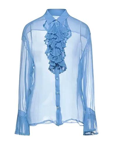 Azure Crêpe Silk shirts & blouses