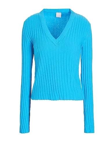 Azure Knitted Sweater ORGANIC COTTON V-NECK SWEATER