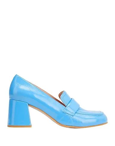 Azure Leather Loafers PATENT LEATHER HEELED LOAFER
