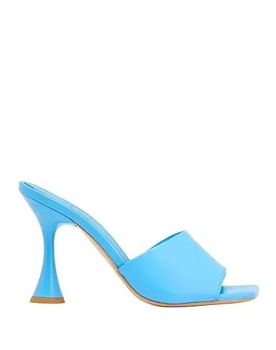 Azure Leather Sandals LEATHER SQUARE-TOE MULES