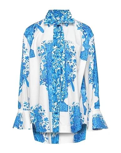 Azure Plain weave Floral shirts & blouses