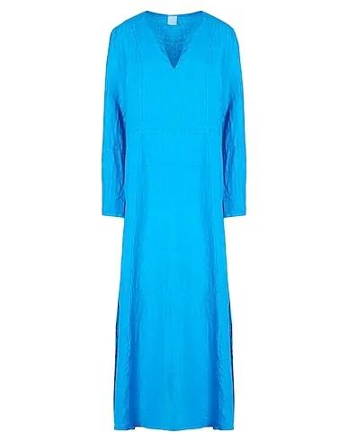 Azure Plain weave Long dress LINEN V-NECK MAXI DRESS
