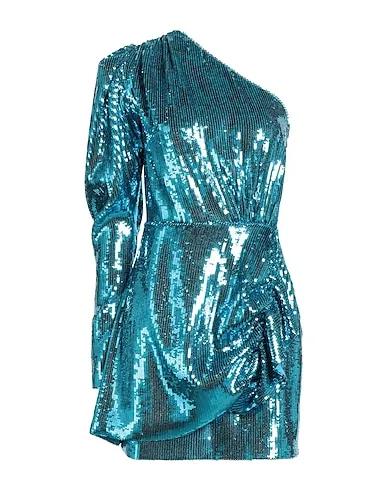 Azure Plain weave One-shoulder dress