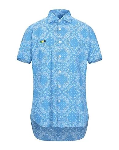 Azure Plain weave Patterned shirt