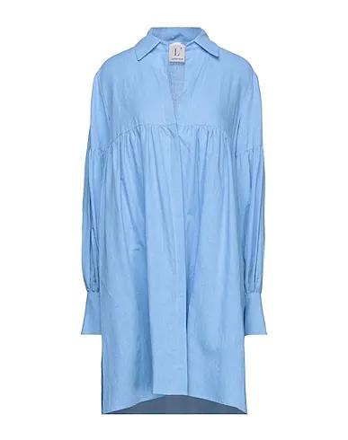 Azure Plain weave Shirt dress