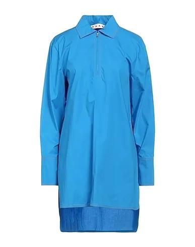 Azure Plain weave Shirt dress