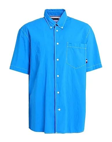 Azure Plain weave Solid color shirt