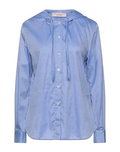 Azure Plain weave Solid color shirts & blouses