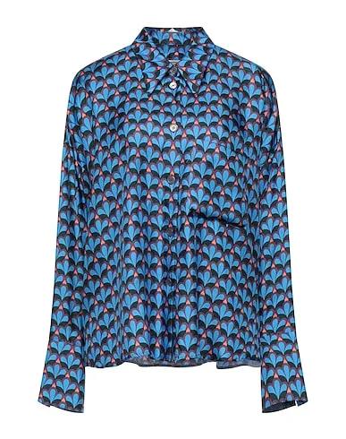 Azure Satin Patterned shirts & blouses