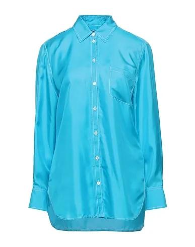 Azure Satin Silk shirts & blouses