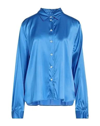 Azure Satin Solid color shirts & blouses
