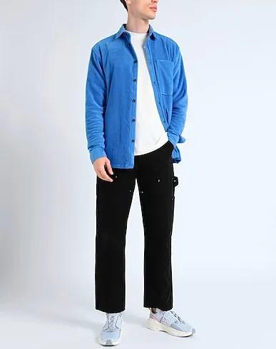 Azure Solid color shirt Topman polar fleece shirt in cobolt blue 