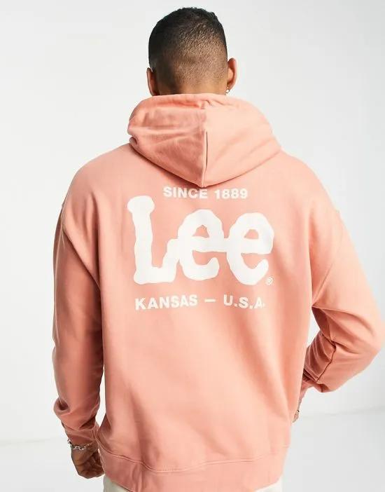 back logo loose fit hoodie in washed red