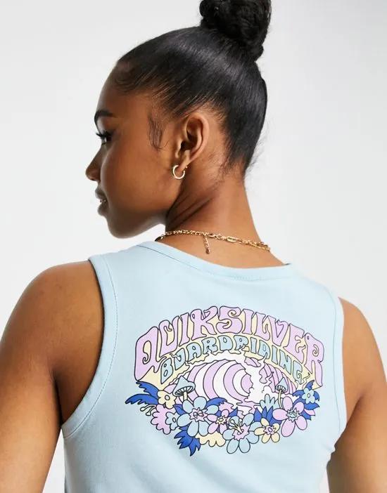 Back Print high neck tank top in blue Exclusive at ASOS