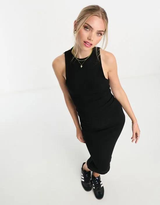 backless midaxi dress in black