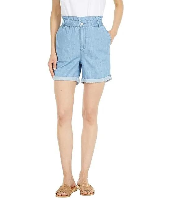 Baggy Fit Denim Shorts in Light Stone