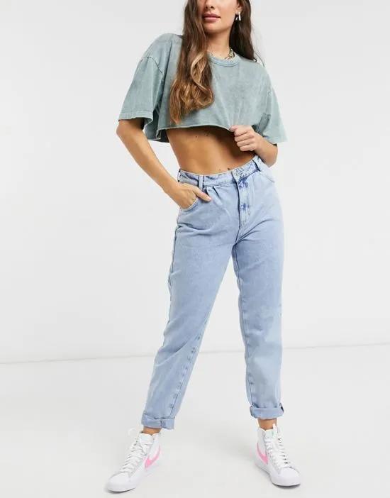 balloon jeans in bleached light blue