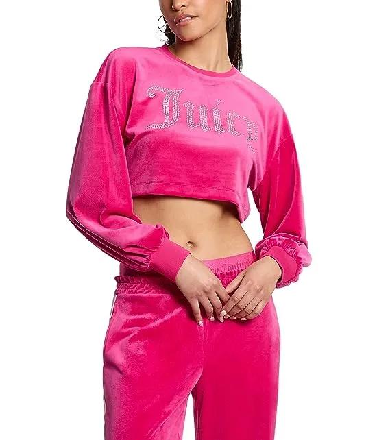 Balloon Sleeve Pullover with Front Bling