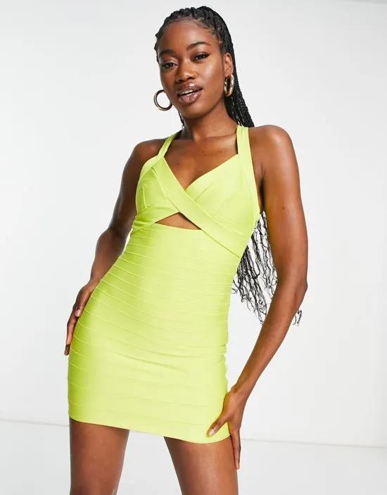 bandage dress in lime