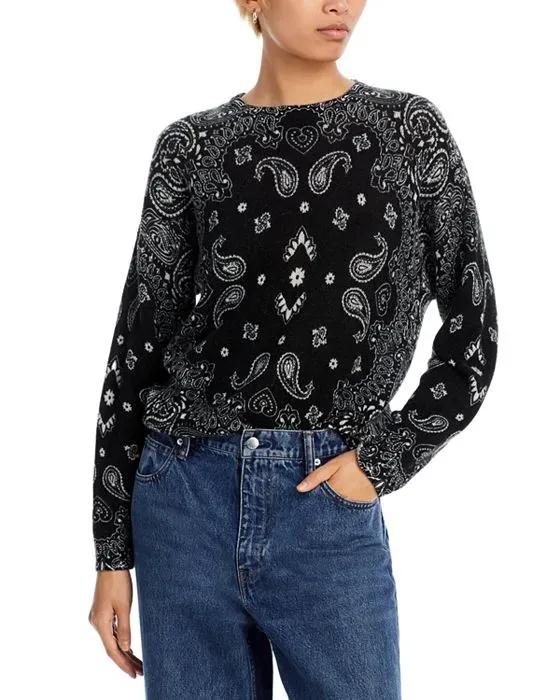 Bandana Print Crewneck Cashmere Sweater - 100% Exclusive