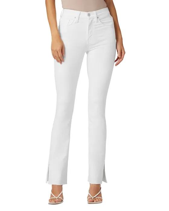 Barbara High Rise Slim Split Hem Jeans in White
