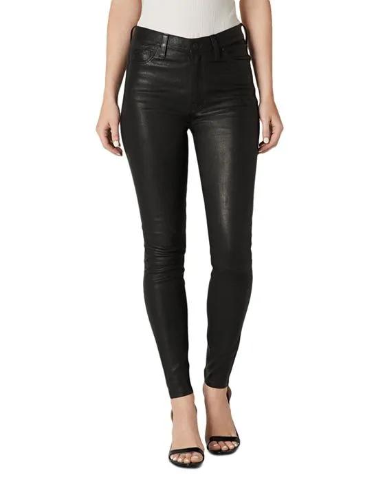 Barbara Leather High Rise Super Skinny Jeans in Black 