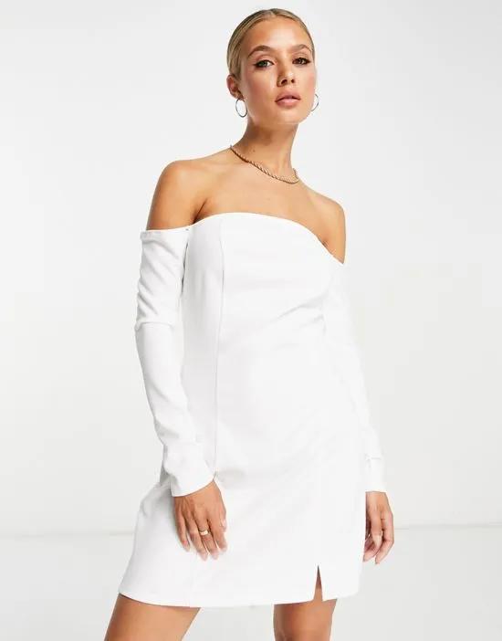 Bardot mini shift dress in white