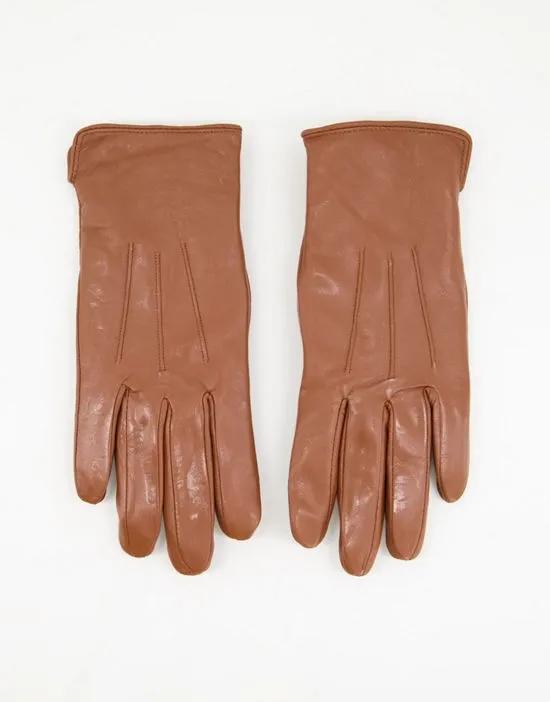 Barney's Originals real leather gloves with touch screen compatibility in tan
