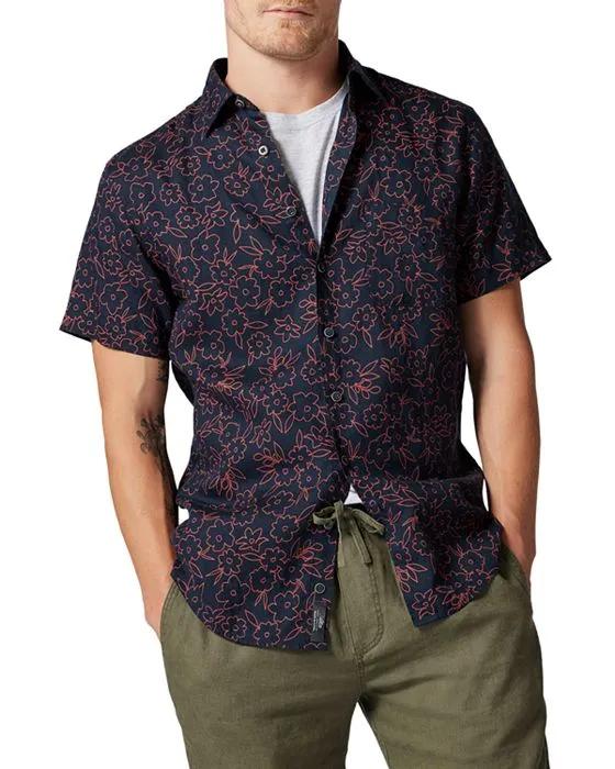 Barrytown Slim Fit Floral Print Button Front Shirt