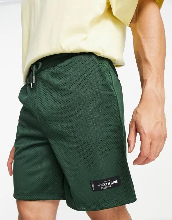 basketball shorts in green mesh - part of a set