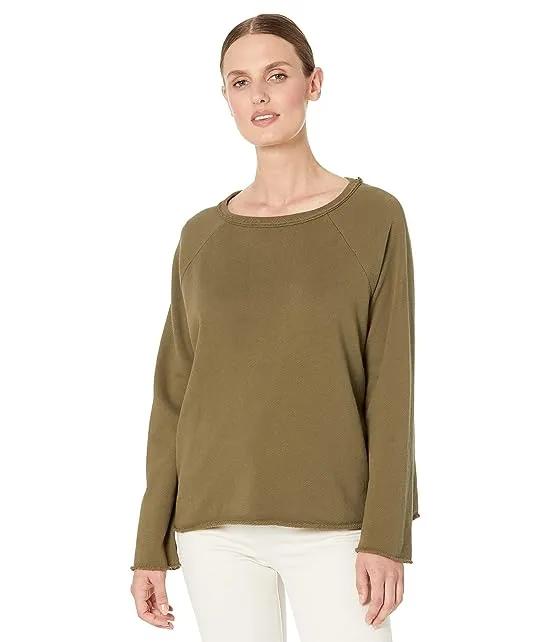Bateau Neck Saddle Shoulder Box Top in Lightweight Organic Cotton Terry