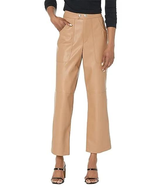 Baxter Leather High-Rise Straight Leg Pants in Lucky Number