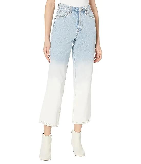 Baxter Straight Bleached Leg Five-Pocket Jeans in Blue/White