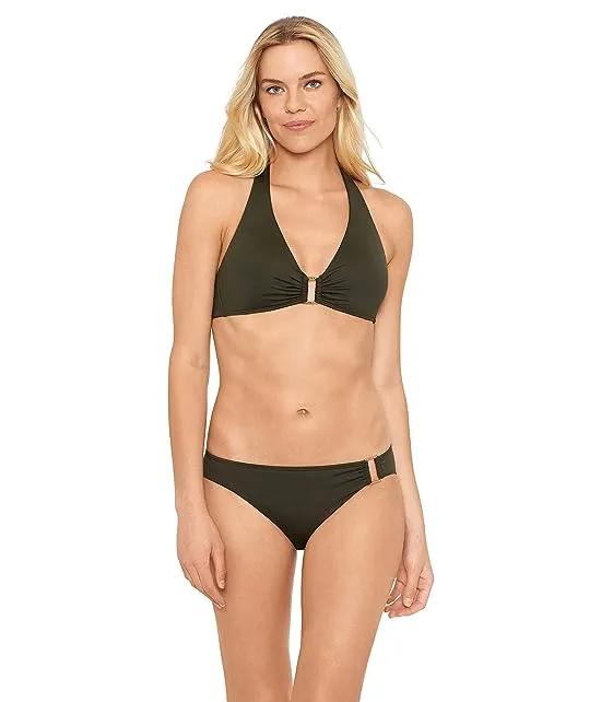Beach Club Solid Ring Front Halter Top
