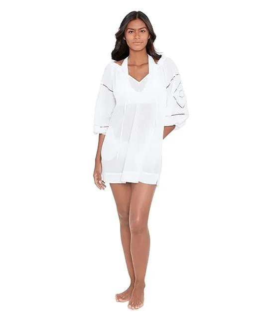 Beach Club Solids Embroidered Dress