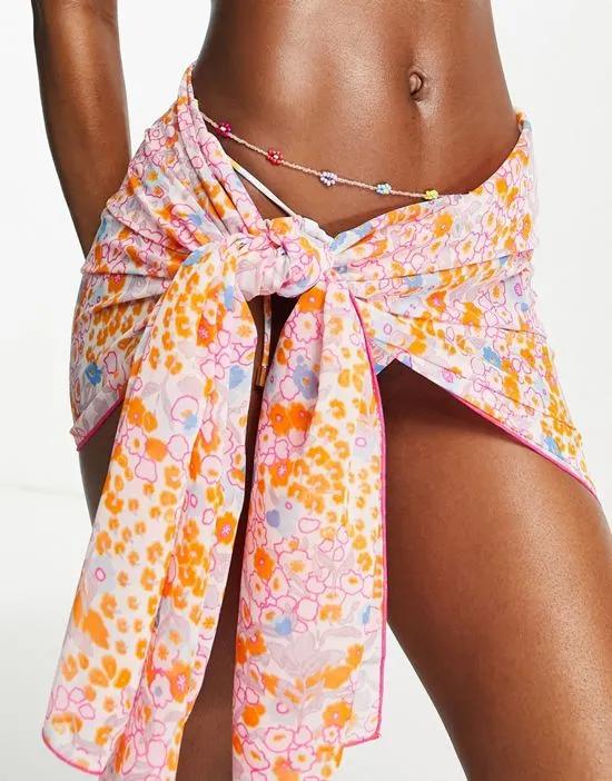 beach sarong in pastel ditsy print