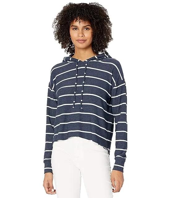 "Beach Stripes" Cozy Knit High-Low Cropped Hoodie
