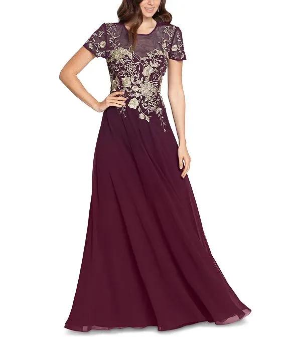 Beaded Embroidery-Trim Gown