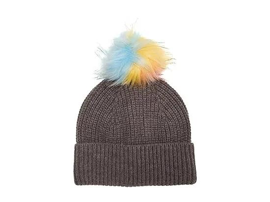 Beanie with Colored Pom