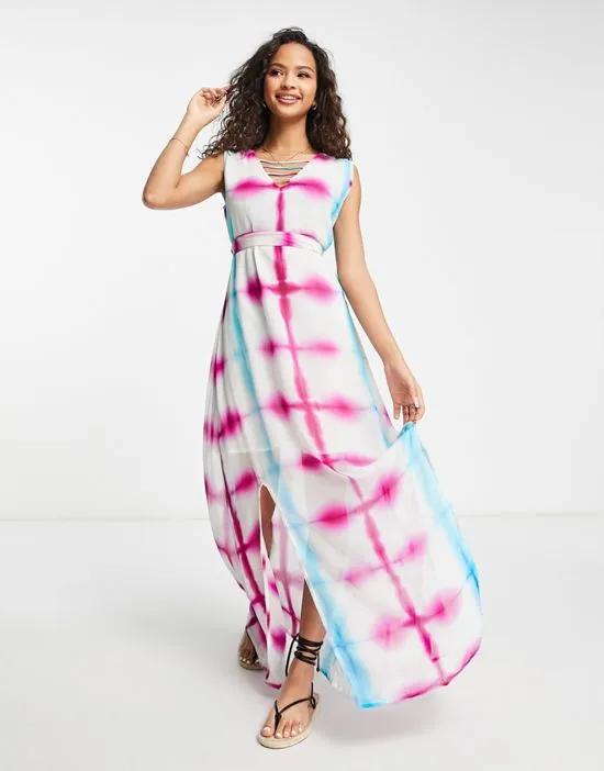 Beating Hearts tie dye maxi dress in pink