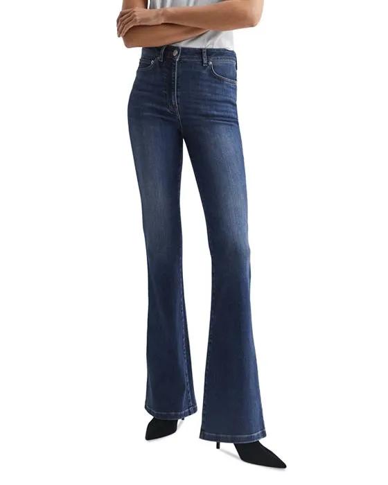 Beau Skinny Flare Jeans in Mid Blue