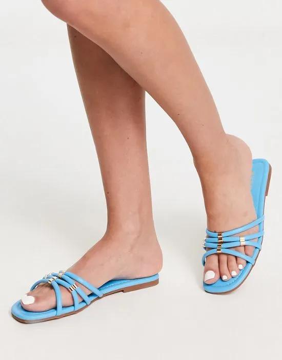 Bebo eevi hardware detail strap flat sandals in bright blue