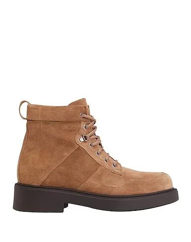 Beige Boots SPLIT LEATHER LACE-UP ANKLE BOOTS
