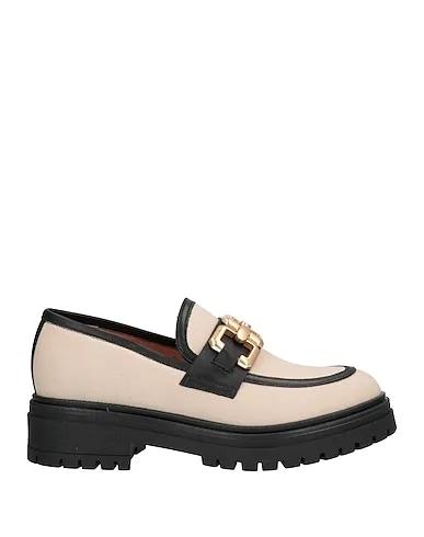 Beige Canvas Loafers