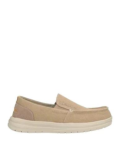 Beige Canvas Loafers