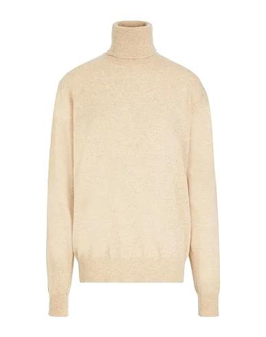 Beige Cashmere blend KNITTED CASHMERE RELAXED FIT ROLL-NECK
